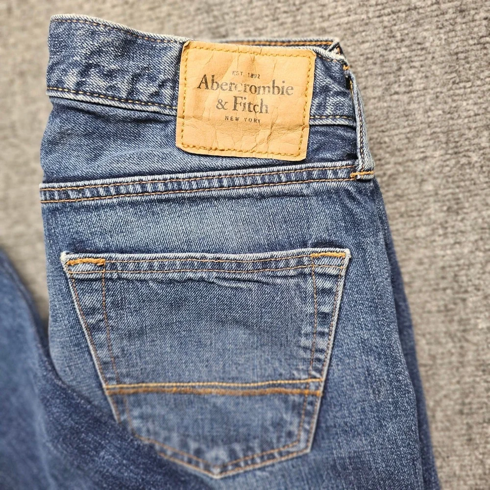 Abercrombie & Fitch Mens Straight Leg Blue Jeans 30x30 1F5343 Cotton Denim
